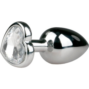 EasyToys: Metal Butt Plug No. 2 with Heart, small, silver/clear