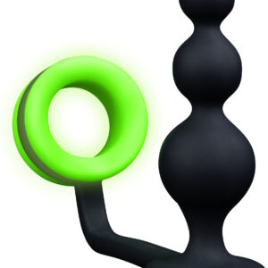 Ouch! Glow in the Dark: Beads Butt Plug with Cock Ring