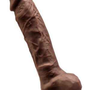 Dual Density Brun Dildo med pung 23 cm