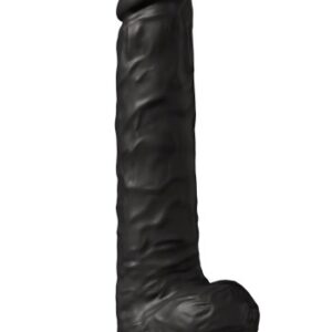 Dual Density Svart Dildo med pung 38 cm