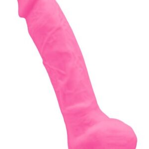 Dual Density Glow In the Dark Dildo med pung 18 cm