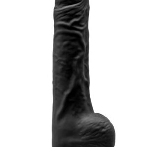 Dual Density Svart Dildo med pung 24 cm