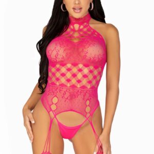 High-Neck Lace Bodystocking Leg Avenue