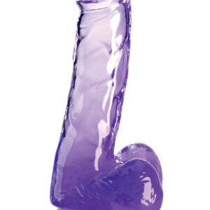 King Cock Clear: Dildo with Balls, 18 cm, lila