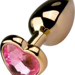 EasyToys: Metal Butt Plug No. 3 with Heart, small, guld/rosa