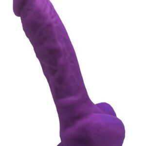 Dual Density Lila Dildo med pung 18 cm