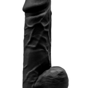 Dual Density Svart Dildo med pung 22 cm