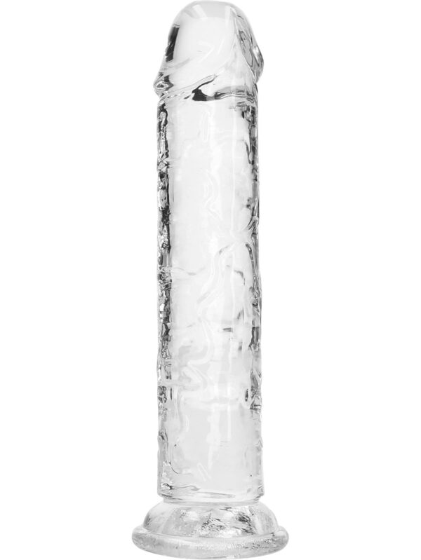 RealRock: Crystal Clear Straight Realistic Dildo, 18 cm, transparent