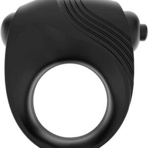 Cockring + Mini Bullet Silicone Black Penisring med vibrator