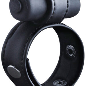 Shots Leather Cock Ring Black Pungvibrator