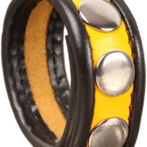 The Red Leather Cockring 3-snaps Black-Yellow Penisring