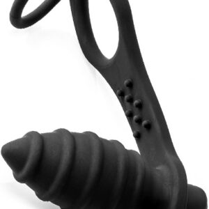 Vibrating Anal Massager With Cock & Ball Ring Analplugg med penisring