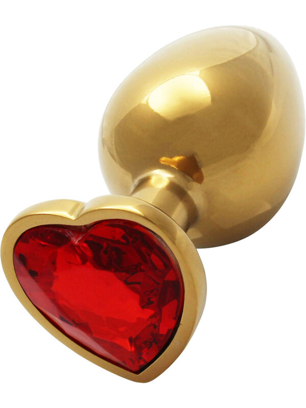 Ouch!: Heart Gem Metal Butt Plug, medium, guld