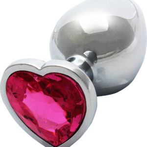 Ouch!: Heart Gem Metal Butt Plug, medium, silver