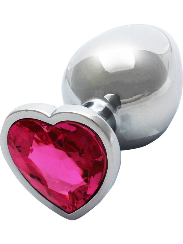 Ouch!: Heart Gem Metal Butt Plug, medium, silver