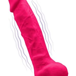 Dual Density Rosa Dildo med pung och vibrator 20 cm