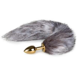 EasyToys: Fox Tail Plug No. 5, small, guld/grå