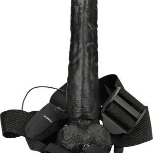 RealRock: Vibrating Hollow Strap-on, 23 cm, svart