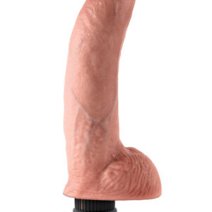 King Cock: Vibrating Cock with Balls, 23 cm, ljus