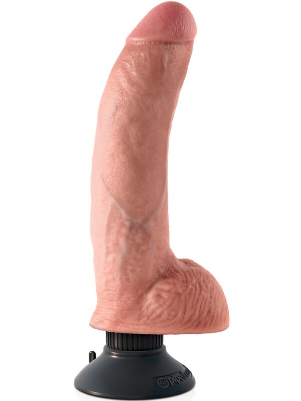 King Cock: Vibrating Cock with Balls, 23 cm, ljus