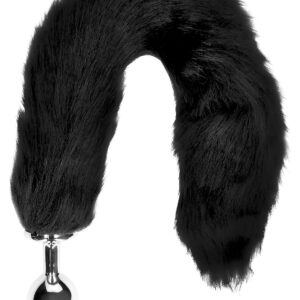 Ouch!: Fox Tail with Metal Butt Plug, svart