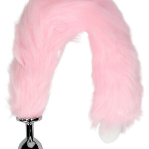 Ouch!: Light-up Fox Tail with Metal Butt Plug, rosa