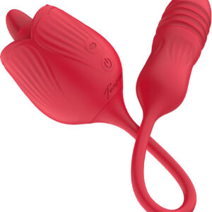 Teazers: Rose Vibrator with Thrusting Dildo