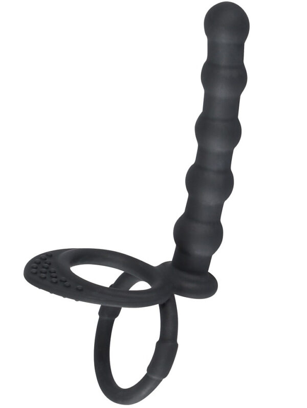 Black Velvets: Cock & Ball Ring with Anal Beads