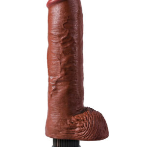 King Cock: Vibrating Cock with Balls, 25 cm, mörk