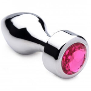 Booty Sparks Aluminum Butt Plug With Pink Crystal Medium Analplugg metall