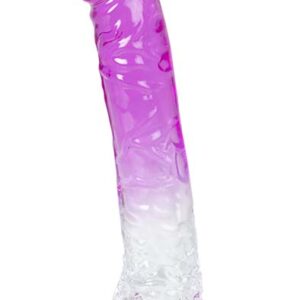 Dual Color Dildo Purple & Clear 20 cm Dildo med sugpropp