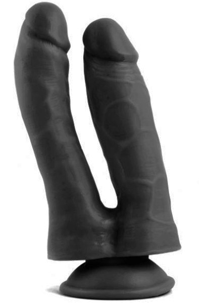 Realistic Penis Double Penetration Black 18,5 cm Dubbeldildos