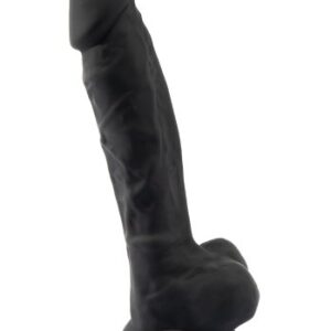 Dual Density Svart Dildo med pung 18 cm