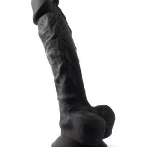 Dual Density Svart Dildo med pung 20 cm