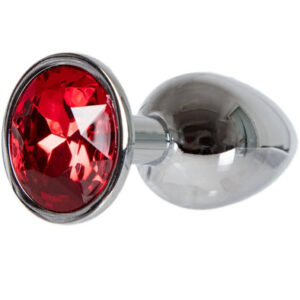 Diamond Butt Plug Silver/Red Small