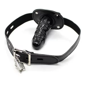 Locking Long Penis Gag 10 cm Gagball med dildo