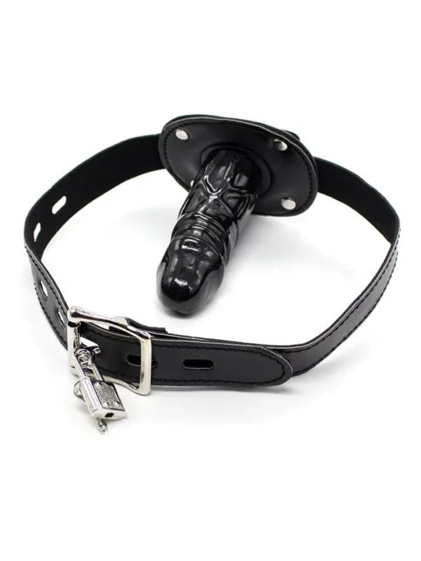 Locking Long Penis Gag 10 cm Gagball med dildo