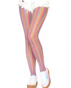 Lurex rainbow fishnet tights Pink