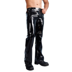 Men's Vinyl Trousers - Large / Black