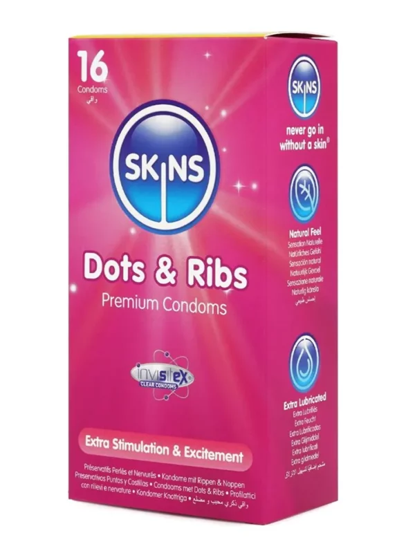Skins Dots & Ribs Condoms 16-pack Knottriga kondomer