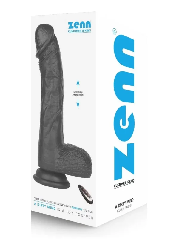 Super Soft Thrusting/Warming Dildo Black 22,2 cm
