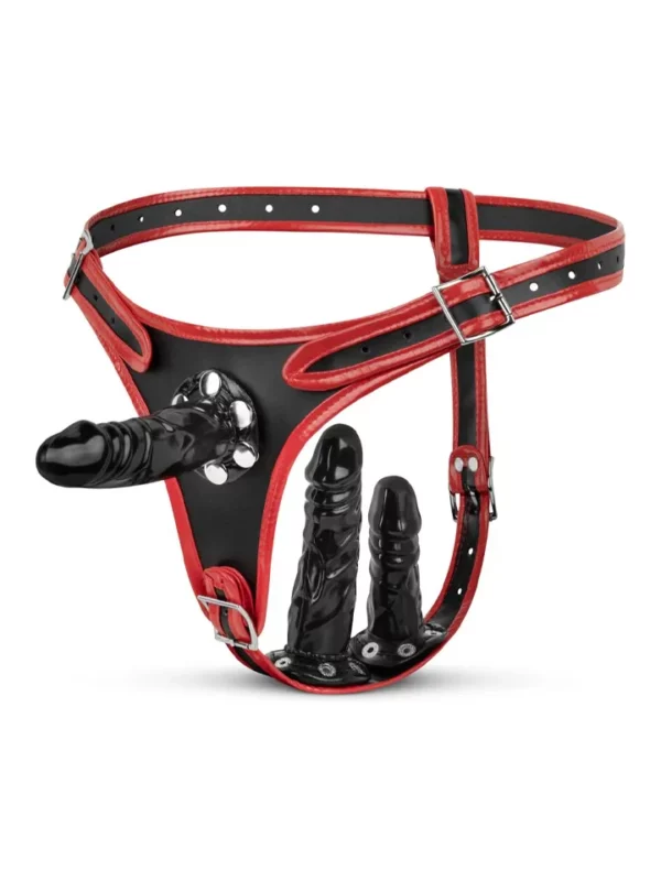 Triple Dildo Strap-On Harness