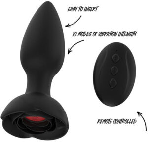 Vibrating Rose Buttplug With Remote