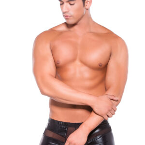 WETLOOK PEEK A BOO SHORTS BLACK OS