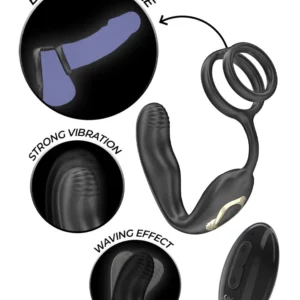 Wiggle Rotating Anal Plug With Perineal Vibration Prostatavibrator med penisring