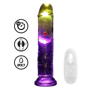 RealCock - LED Vibrating Straight Cock - Transparent - 18cm
