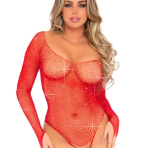 Bodysuit With Snap Crotch Panty Red O/S Body & Playsuits