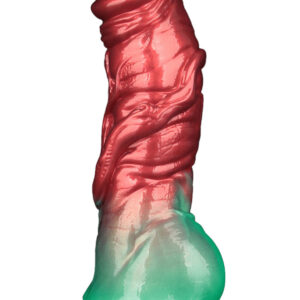 LoveToy: Aerosx, Dual Density Inflatable Dildo, 19 cm, röd/grön