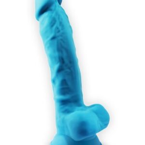 Dual Density Blå Dildo med pung 18 cm