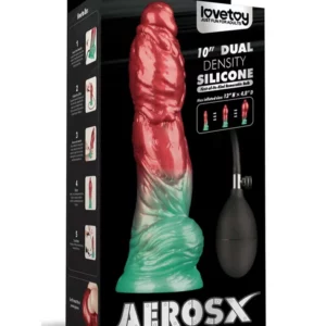 Dual Density Inflatable Dildo Red/Green 25 cm Uppblåsbar dildo